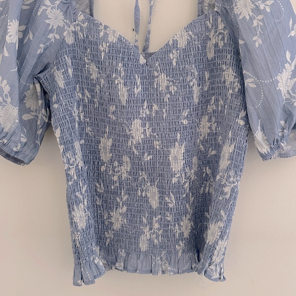 SELF ESTEEM || Light Blue Puff Sleeve Blouse. Sz. L - Picture 6 of 16